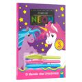 Livro infantil Cores de Neon O MUNDO DOS UNICÓRNIOS  acompanha caneta colorida 